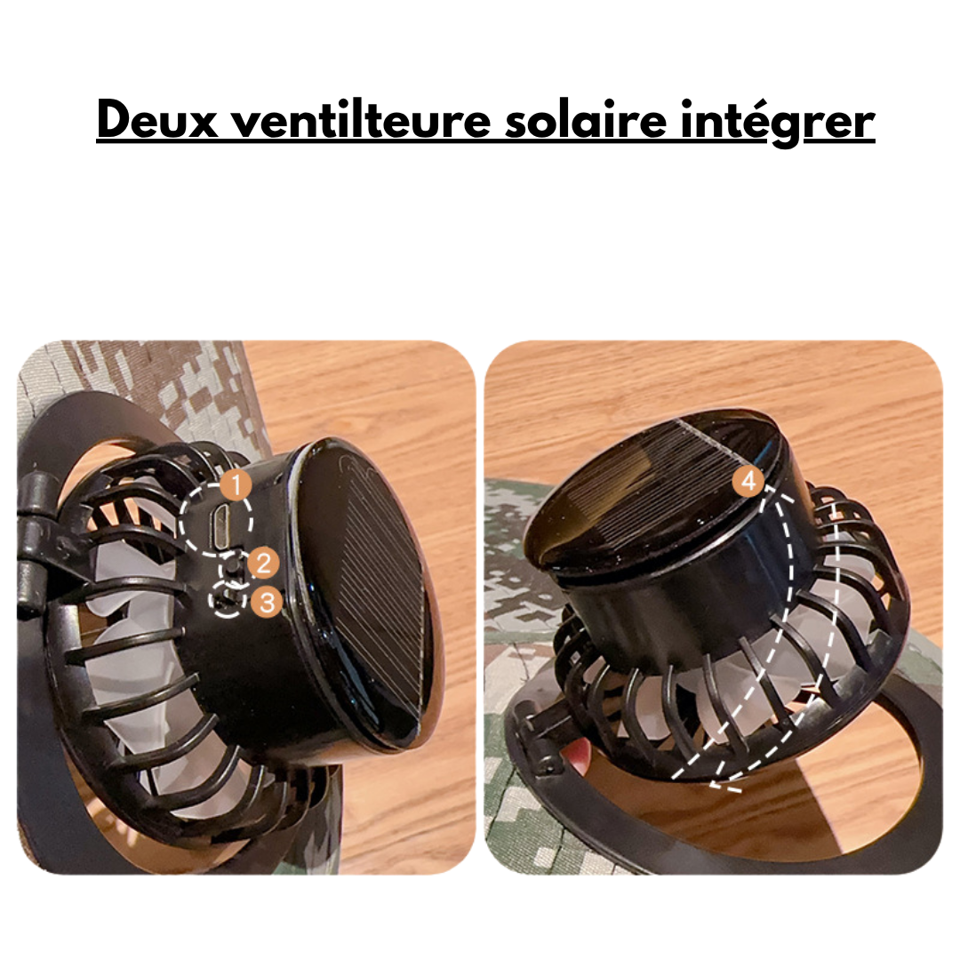 Chapeau de refroidissement à ventilateur solaire