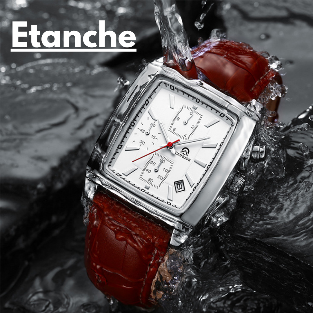 Montre à quartz rectangulaire lumineux