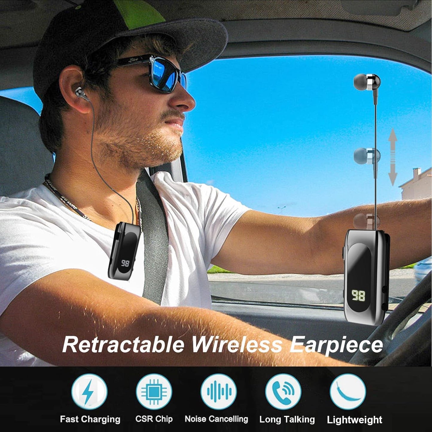 Écouteur rétractable Bluetooth pratique