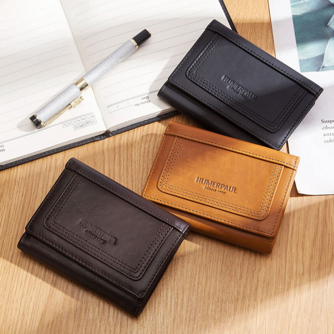 Portefeuille en cuir à trois volets