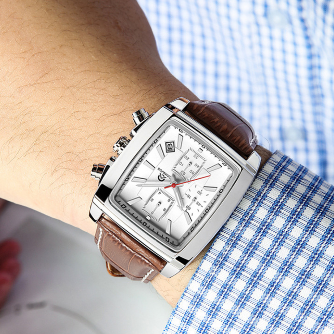 Montre à quartz rectangulaire lumineux