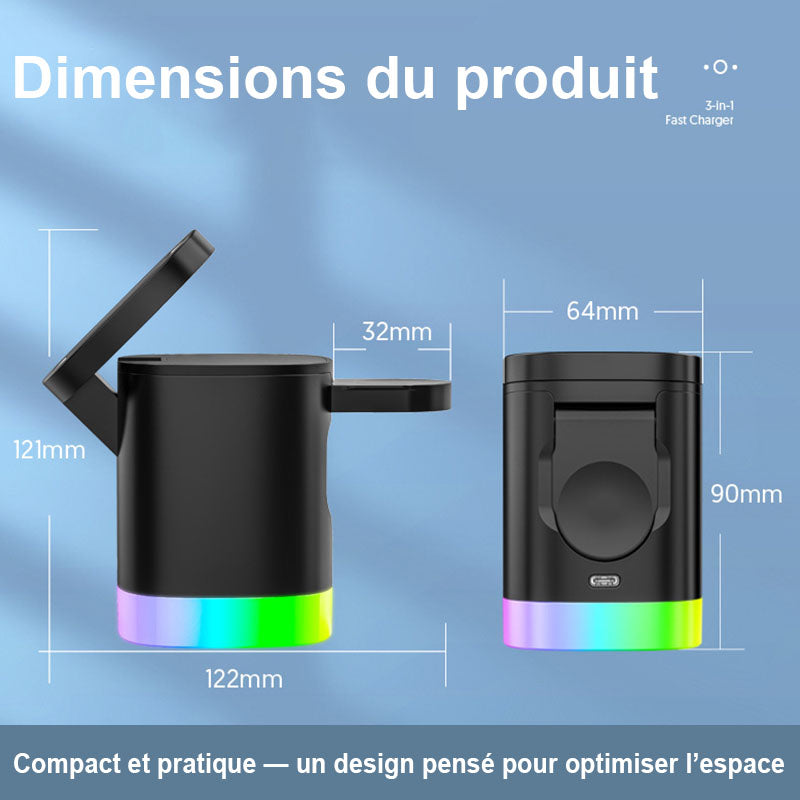 Chargeur sans fil 3 en 1 pour iPhone