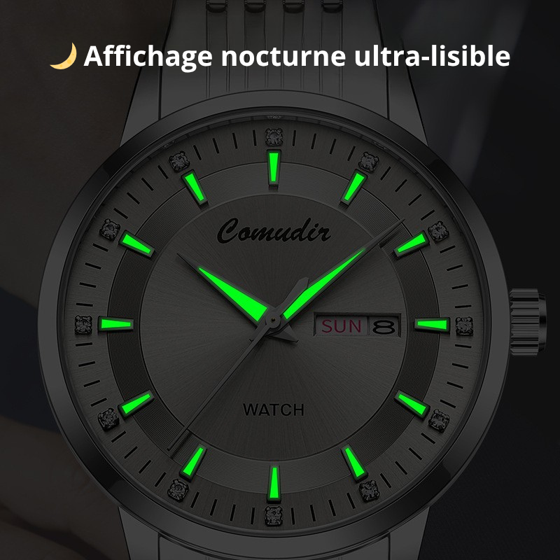 Montre automatique double calendrier pour hommes