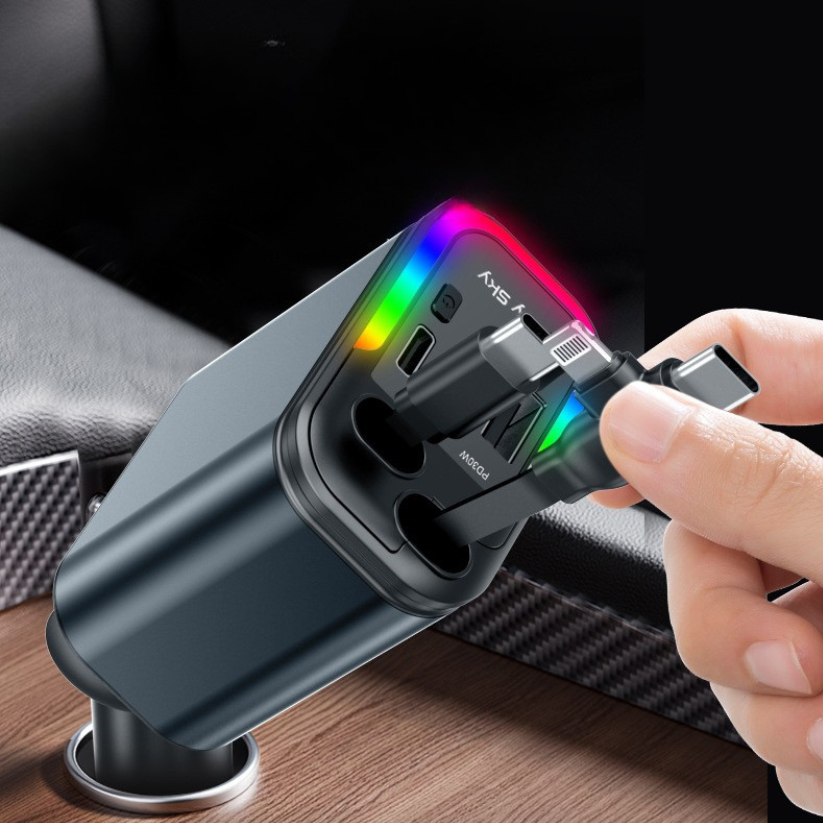 Chargeur de Voiture Rétractable 4 en 1