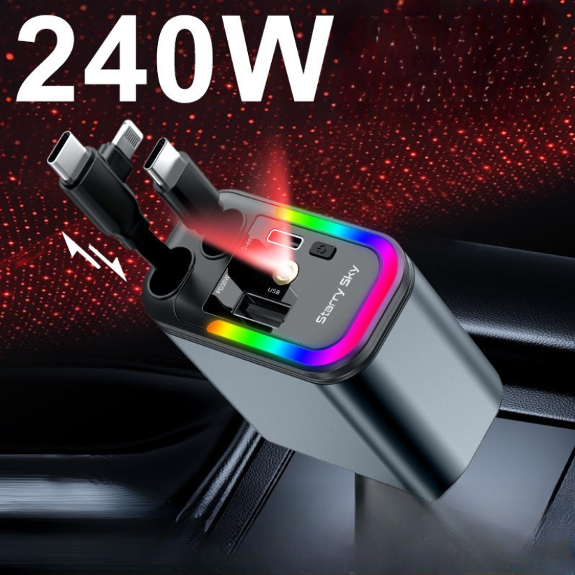Chargeur de Voiture Rétractable 4 en 1