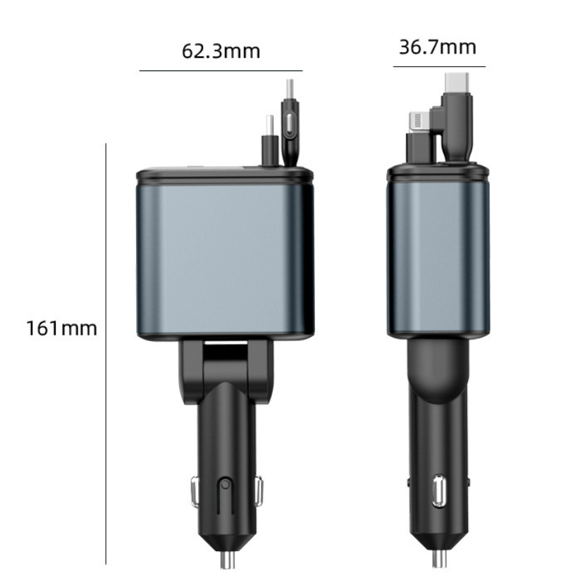 Chargeur de Voiture Rétractable 4 en 1