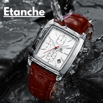 Montre à quartz rectangulaire lumineux