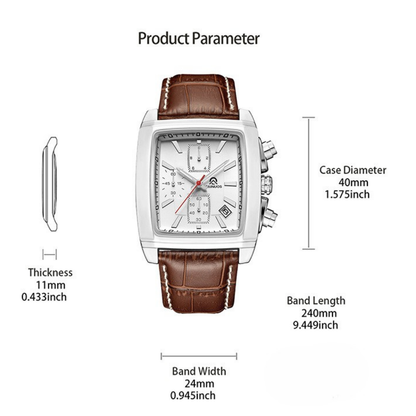Montre à quartz rectangulaire lumineux