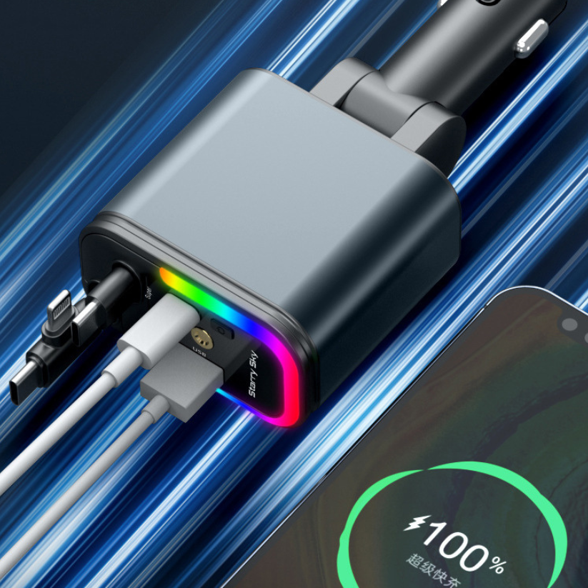Chargeur de Voiture Rétractable 4 en 1