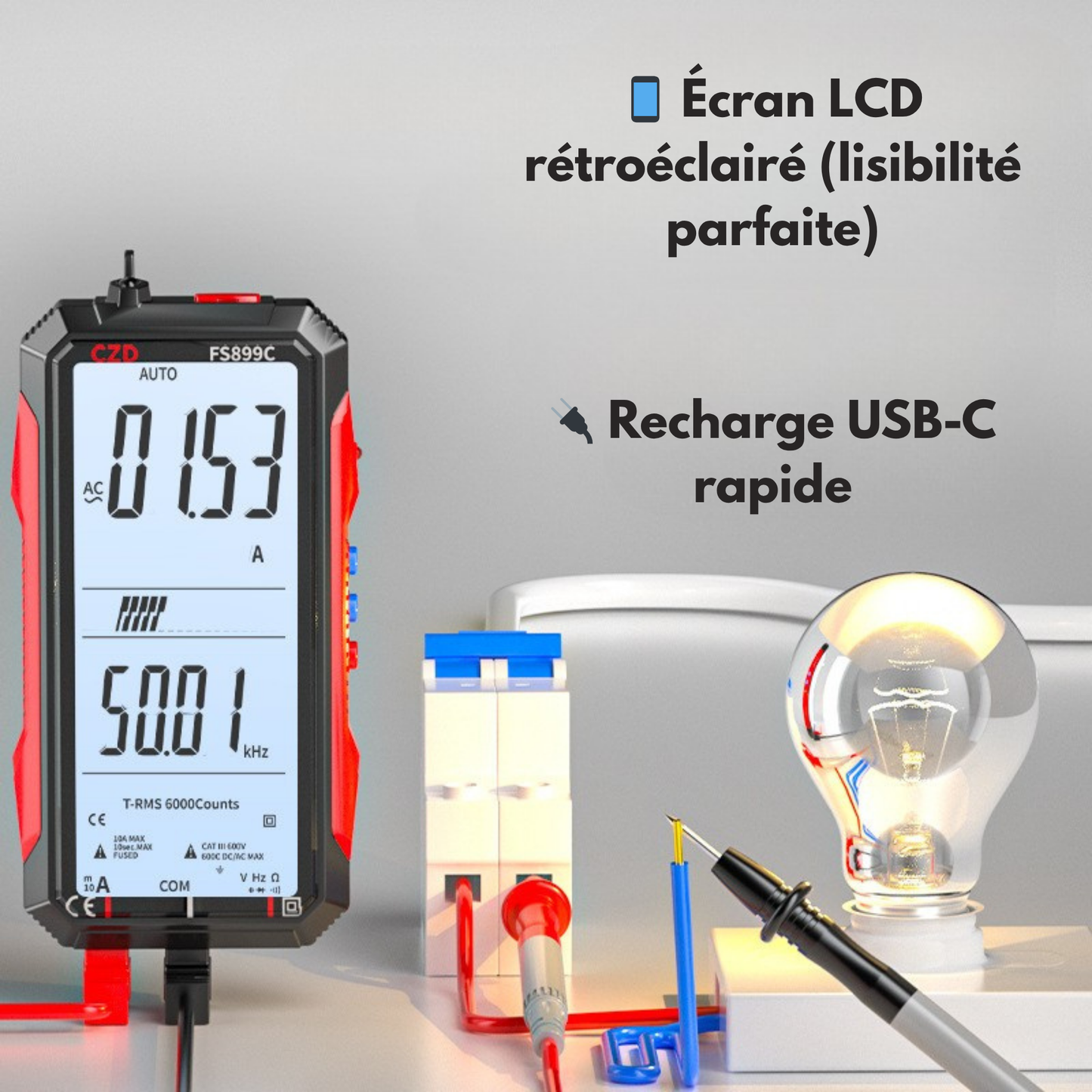 Multimètre numérique intelligent rechargeable
