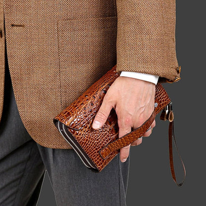 Pochette homme en cuir crocodile