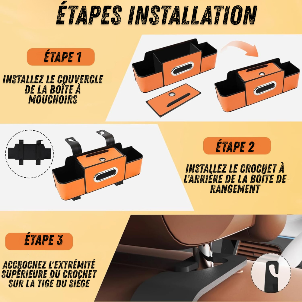 Boîte de rangement pour siège arrière de voiture
